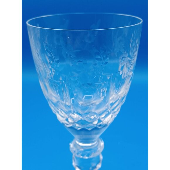 Rogaska Gallia Set Of 6 Floral Etched Cut Lead Crystal Wine Glasses 7" Tall - Picture 13 of 14